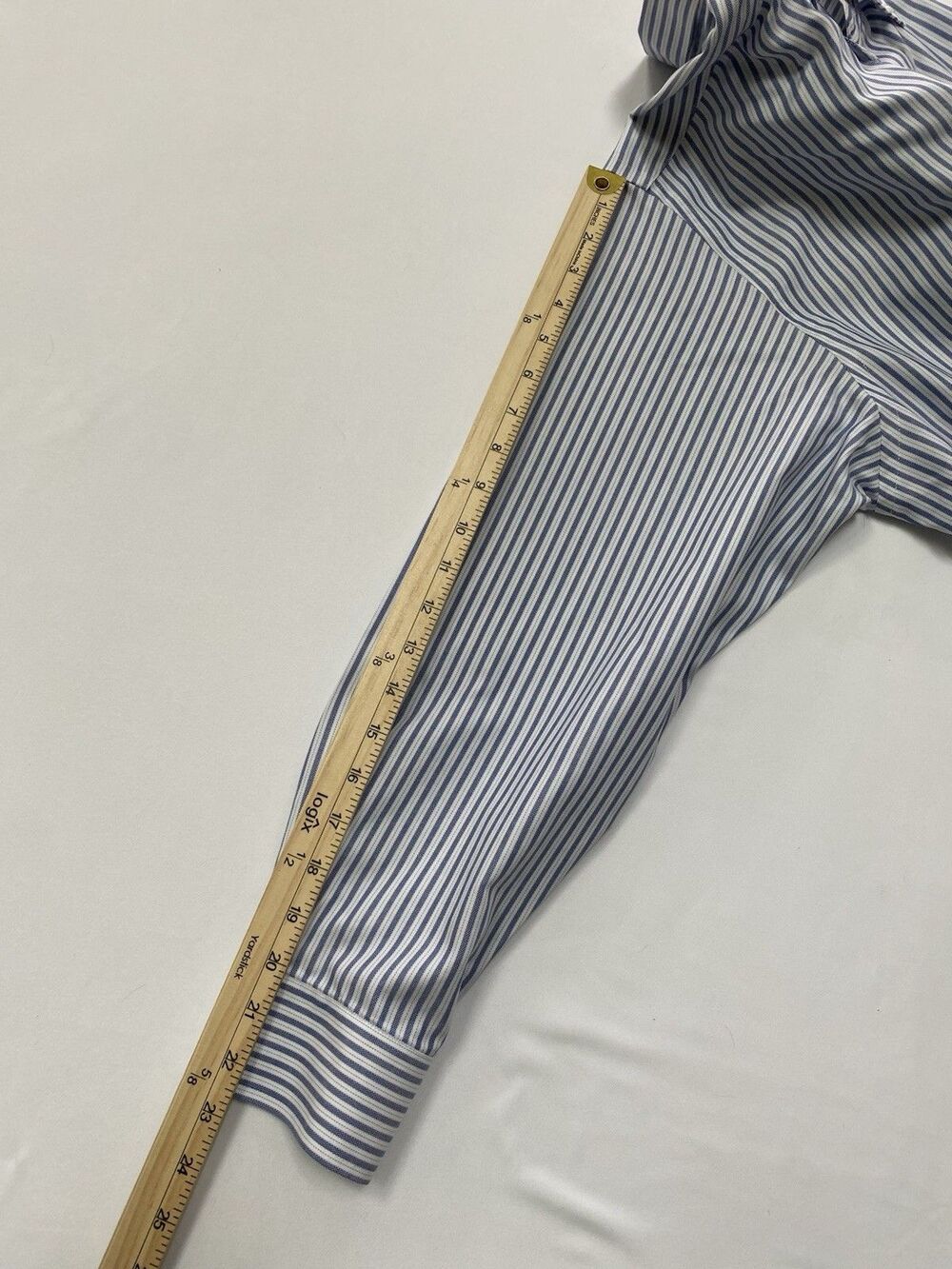 Cremieux Slim Fit Men’s Shirt Blue White Striped Pima Cotton Non-Iron L/S - Picture 5 of 7